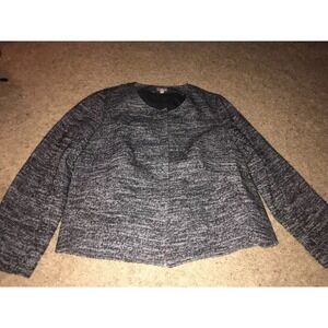 J Jill blazer jacket Womens snap button front Size Large Wool Blend Black Gray